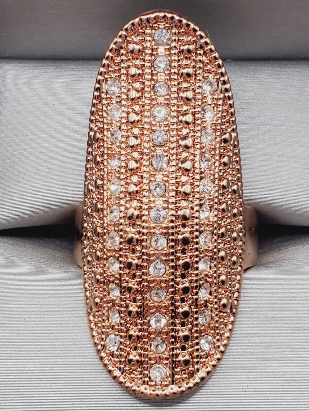 Rose Gold Crystal Pavé Oval Statement Ring
